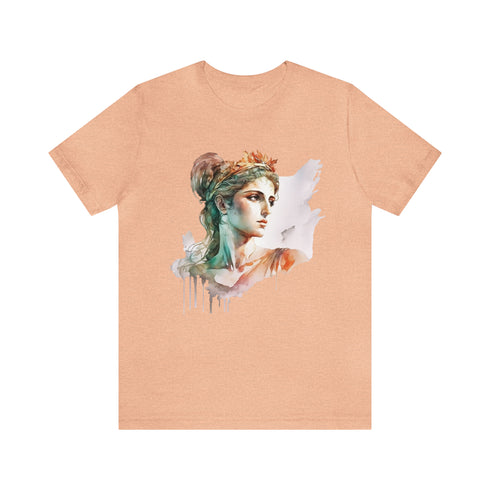 Greecian Goddess in Watercolor - Short Sleeve Tee Heather Peach